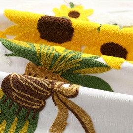 Embroidery Throw Pillow Cover Flowers Jacquard Pillowcase for Cushion Sofa Home Decor Pillow Cover with Concealed Zipper (Bouquet, 45x45cm)