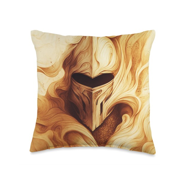 Medieval Fantasy Knight Helmet Throw Pillow