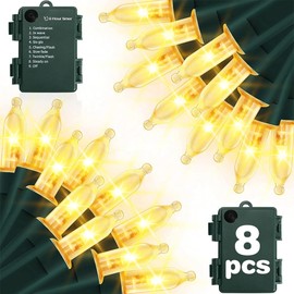 Zaffaella Battery Operated Christmas Lights, Mini String Light with 8 Modes Auto-Timer, Waterproof Tree Lights for Outdoor Indoor Xmas Holiday Wreath Garden Decor (Warm White, 50 LED-8 Pack)