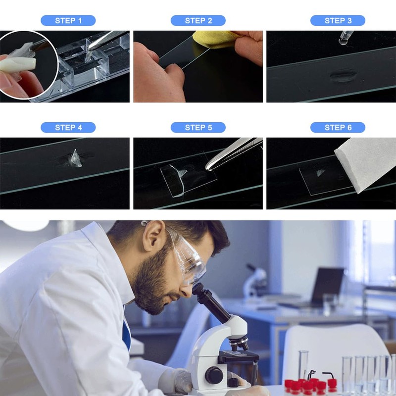 Microscope Slides and Covers Kit 50 Pcs Pre-Cleaned Blank Glass