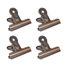 Bisbai 4pcs Vintage Copper Metal Bulldog Clips Zinc Alloy Long Tail Hinge Clip 65mm/2.56" for Home Corporate Office