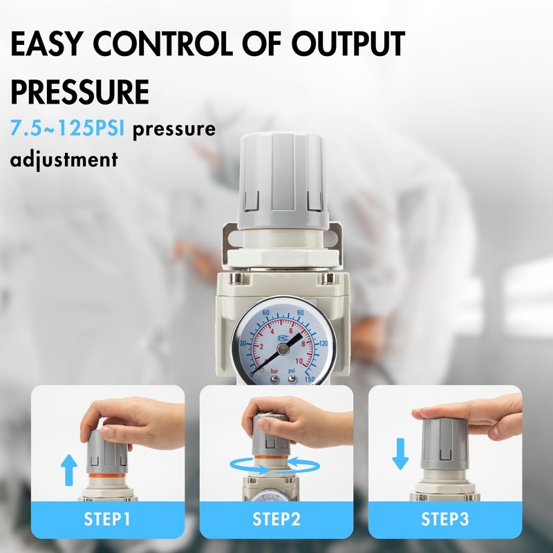 EBEIZZI 1/2" NPT Air Pressure Regulator | Air Regulator for