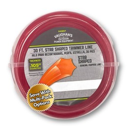 Vaughan's Master Line .105" Trimmer Line, 30ft | Red Star Shaped Polymer | Universal Weed Eater String for Gas & Electric & Battery Models | Made in The USA (1 Pack)