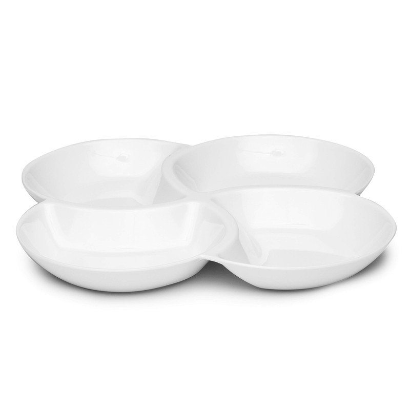 Q Squared Small Clover Serving Platter, Melamine, 12-Inches, White