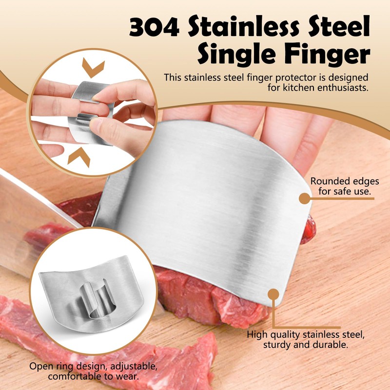 Realand 11pcs Stainless Steel Finger Guards for Cutting Food, Hand