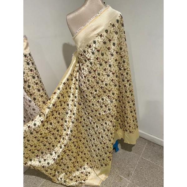 wowfabric4less123 Red Green Gold Yellow Embroidery Dupioni Fabrics 48” Width