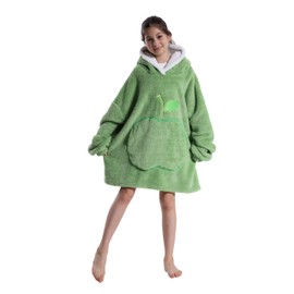 FunnyCos Kids Wearable Blanket Hoodie Oversized Boys' Girls' Hoodies Cute Pluffy Warm Homewear Hoodie with Big Pocket for Children Green