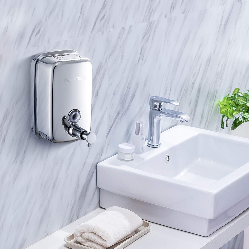interhasa! Commercial Soap Dispenser Wall Mount 304 Stainless Steel Hand