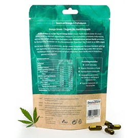 djive-naturals Hanf?l Kapseln Bio - Omega 3, vegan - djive naturals OmegaGreen 500 mg - 120 Stk - Natur Qualit?t - enth?lt sekund?re Pflanzenstoffe sowie Hanfsamen?l