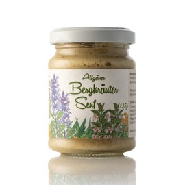 Mountain Herb Mustard from the Allgäu | 150 ml Gourmet Mustard Medium Sharp in Glass | Selected Mountain Herbs from Altitudes