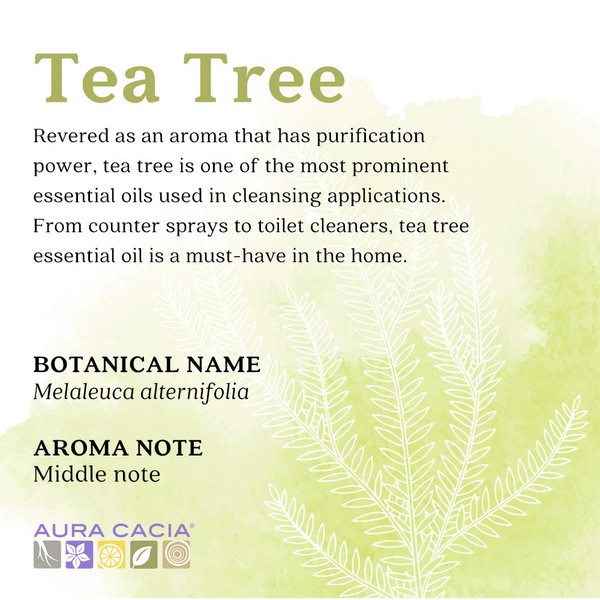 Aura Cacia 100% Pure Tea Tree Essential Oil | GC/MS Tested for Purity | 15 ml (0.5 fl. oz.) | Melaleuca alternifolia