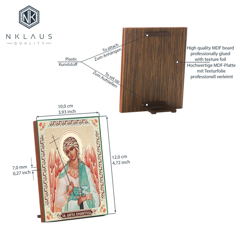 NKlaus Guardian Angel Wooden Icon 10 x 12 cm Christian