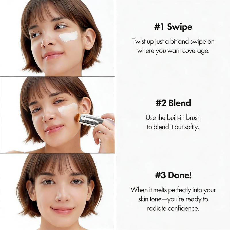 2 in 1 White Korean Color Changing Foundation Stick with