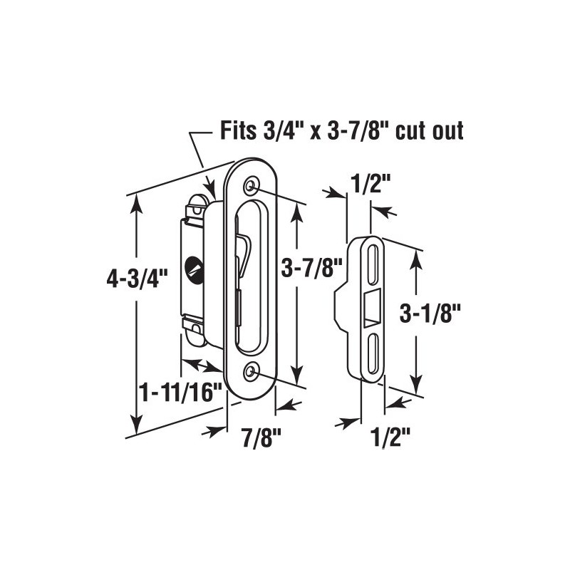 Prime-Line E 2126 Deep Reach Sliding Door Lock and Keeper
