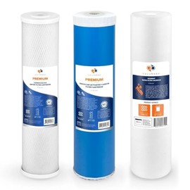 Aquaboon 5 Micron 20 x 4.5 Whole House Water Filter Replacement Cartridge Set: Sediment, GAC & Carbon Filters for 3-Stage Water Filtration System 1 Pack