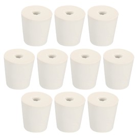 MECCANIXITY Rubber Tapered Plug 22mm to 28mm with Hole Test Tubes Bungs Stopper White for Lab Home 10 Pieces