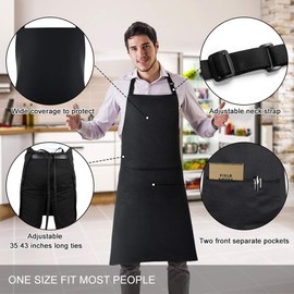 Jubatus 4 Pack Bib Aprons with 2 Pockets Cooking Chef Kitchen Apron for Women Men, Black