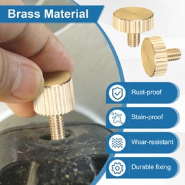 M METERXITY 5-Pack Knurled Thumb Screws, M4x6mm Solid Brass Flat Head Fully Threaded Knobs Bolts Fasteners W Grip for Electronic/Equipment/Industry/Home, Thumbscrew Threaded Knurled Tip