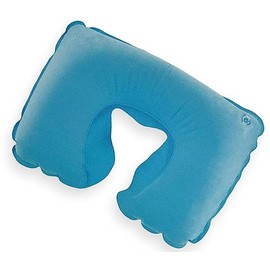 Caribou Living Blue Soft Inflatable Compact Camping Travel Blow Up Neck Air Pillow Cushion for Bed Beach Sun Lounger Sunbathing Backpacking Hiking