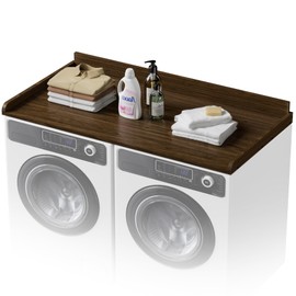 COOLBEBE Washer Dryer Countertop, Solid Wood Washer Dryer Topper with Edge, 54" W x 27.5" D Washer and Dryer Covers for The Top for Laundry Room Organization, Walnut