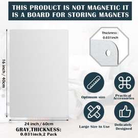 Ireer 2 Pcs 16"x24" Magnetic Board-memo Board for Home, Office, Kitchen and Classroom-Magnet Bulletin Board Display Magnetic Letters Numbers Animal, Calendar, Notes, Photos, Suitable for Wall (Gray)