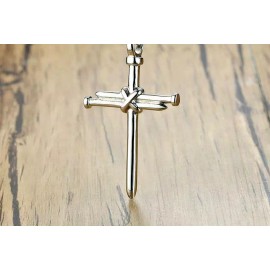 Cross large CROSS NAIL JESUS CRUCIFIX pendant STERLING SILVER 925 SILVER 22" necklace