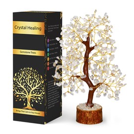 NARIBABU Clear Quartz Crystal Wire Tree - Stones and Crystals - Quartz Tree - Positive Energy - Spirtual Things - Good Luck Gifts - Tree of Life Decor - Positive Energy Crystals - Rieki Healing