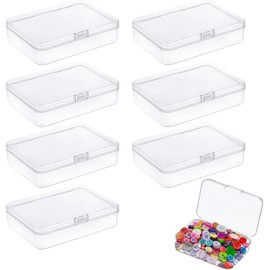 10Pcs Clear Beads Storage Containers,Empty Mini Storage Containers Box with Lid,Beads Storage Box with Hinged Lid for Jewelry Coins Business Cards and Small Crafts (2.35 x 3.35 x 1inch)