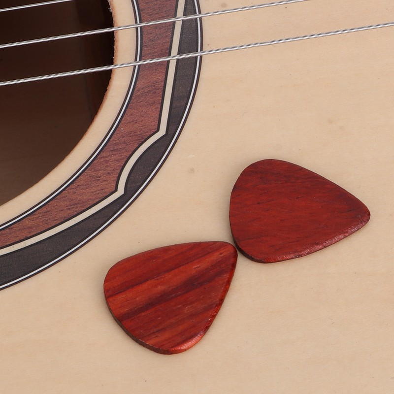 Guitar Pick Wooden Box with 2Pcs Red Rosewood Picks Musical