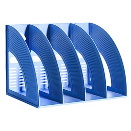 SAYEEC File Holder Storage Folder 4 Compartment Standing Desktop Hollow Organizer File Shelf Frame Thicken Plastic Paper Notebook Magazine Bookstore for Office School Supplier Students