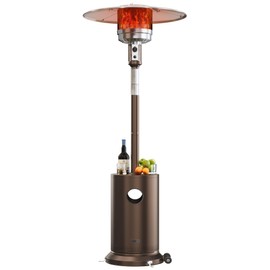 EAST OAK 50,000 BTU Patio Heater for Outdoor Use With Double-Layer Stainless Steel Burner, Round Table Design and Wheels, Outdoor Patio Heater for Commercial and Home, Bronze