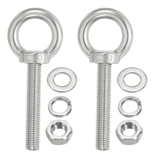PATIKIL M14 x 80mm Lifting Shoulder Eye Bolts, Set of