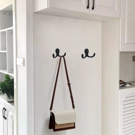 MsBong Coat Hooks Hardware,20 Pcs Wall Hooks Heavy Duty Hooks for Hanging Coats Double No Rust Hooks Wall Mounted for Key, Towel, Bags, Cup, Hat (20pcs Black)