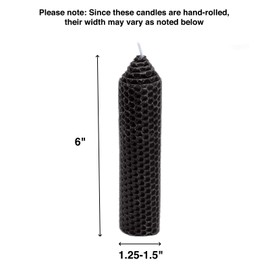 Phyther 100% Natural Beeswax Pillar Candles (6 x 1.25-1.5 inches). Unscented, Honeycomb Pattern Candlestick for Table Centerpiece Décor. Black (2 pcs)