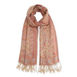 Ciormis Women Paisley Pashmina Shawls Scarf, Khaki Soft Pashmina Rave Wraps for Wedding and Festival Formal Dresses(Style4-khaki)