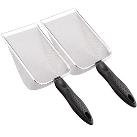 AIICIOO Reptile Sand Sieve Shovel Deep Sturdy Metal Sieve for Easy Cleaning of Pet Waste 2 x 2 mm Mesh Can Be Used for Reptiles Aquariums Dog and Cat Cleaning Pack of 2