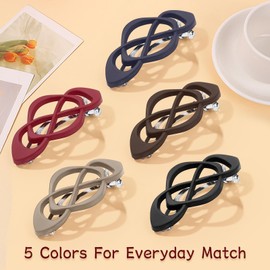 5 Pcs Flat Hair Clips,3.2 Inch Hollow Curved French Barrette Hair Clip,Strong Hold Hair Slides Non Slip Design for Women and Girls for Thick Hair,Hair Accessories for Lying,Driving