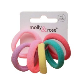 Set of 6 Small Pastel Soft Jersey Endless Hair Elastics Bobbles Bands Ties