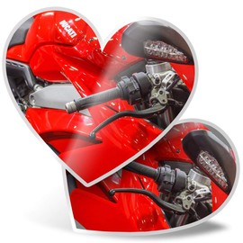 2 x Heart Stickers 15 cm - Red Sports Bike Motorbike Biker Fun Decals for Laptops,Tablets,Luggage,Scrap Booking,Fridges, 12332
