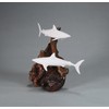 Mako Shark Duo Sculpture by John Perry Pellucida 6in Long