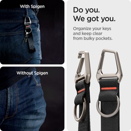 Spigen Life Carabiner Lanyard Keychain Strap for Keys ID Badge Wallet Holder and Everyday Carry Items Wristlet Keychain Ring Carabiner - Black