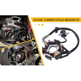 jingsaiShangmao 6-Coil 5 Wires Pole Magneto Flywheel Stator For 50cc 90cc 110cc 125cc PIT Quad Dirt Bike ATV Buggy