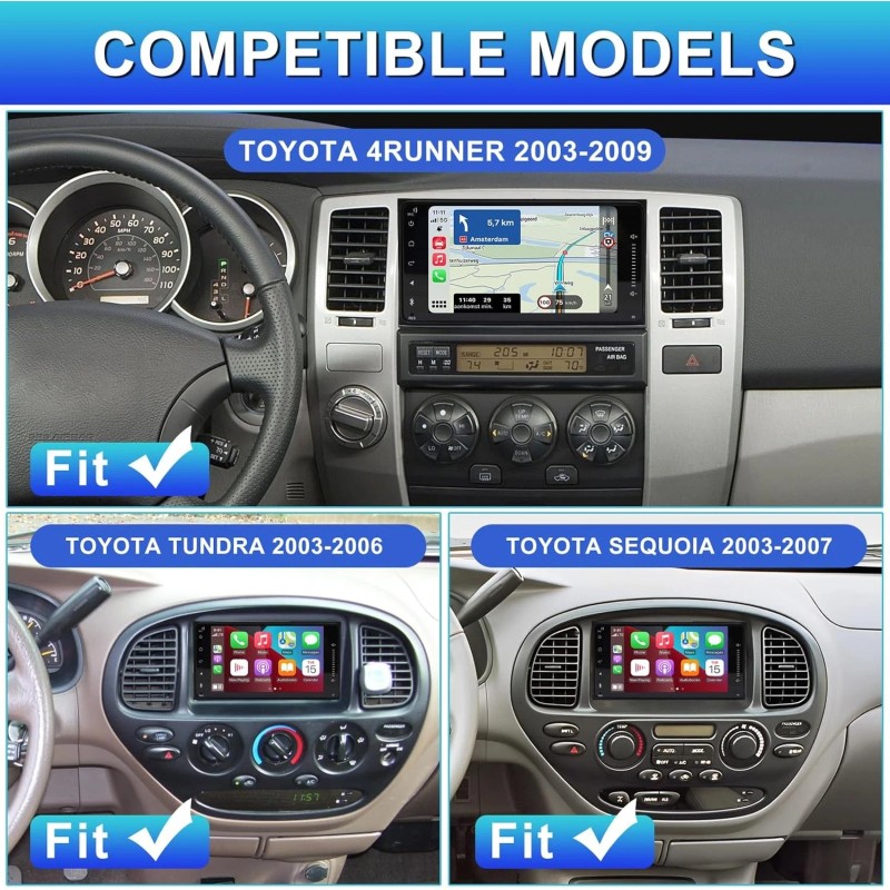 For 2008-2013 Toyota Highlander 7" Android 13 Carplay Car Stereo