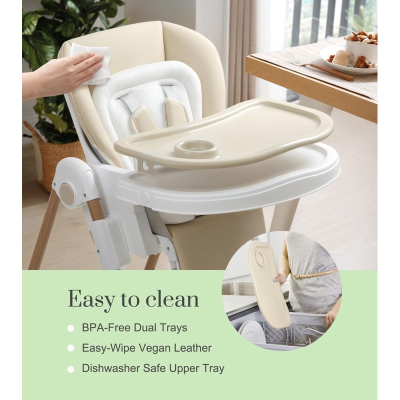 Mallify Foldable High Chairs for Babies and Toddlers, 3-in-1 Convertible