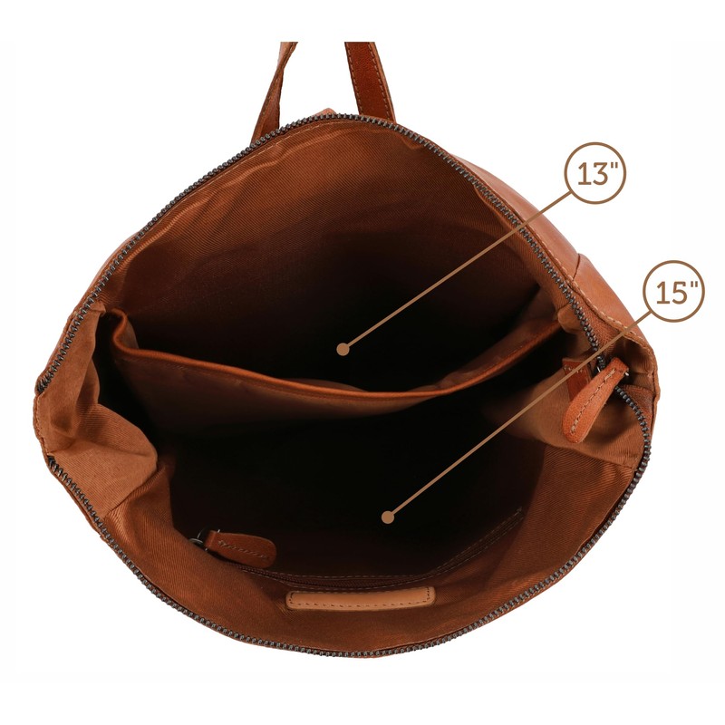 Gusti Valja Leather Backpack for Men and Women, Rolltop Laptop