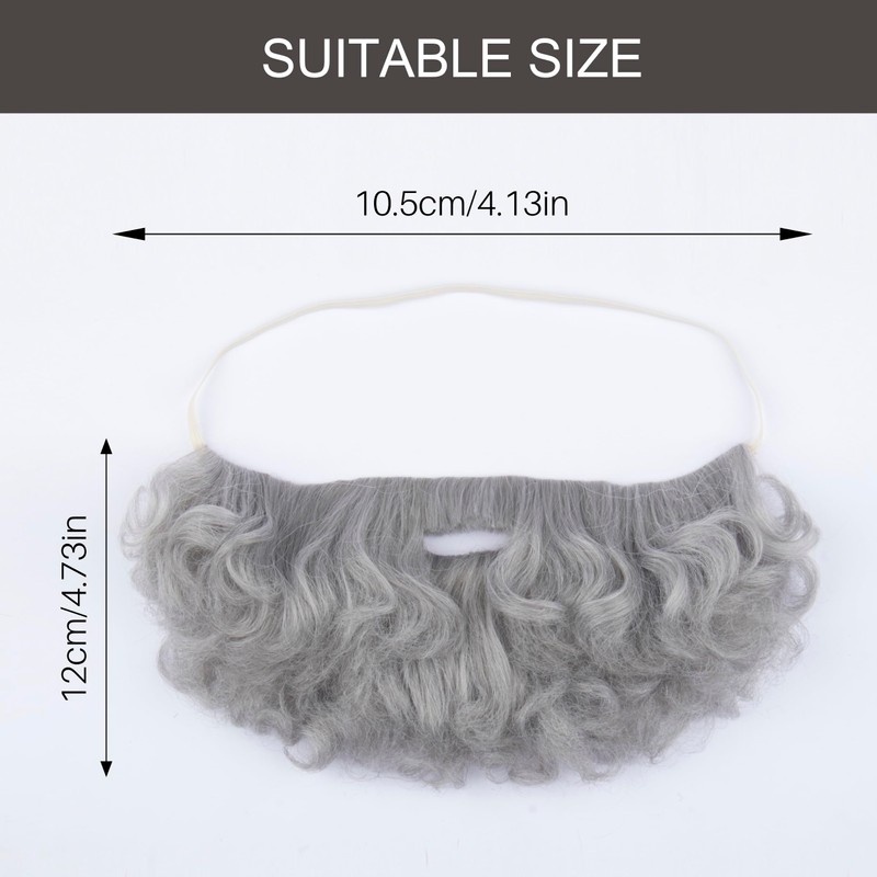 Yan Dream Short Grey Curly Fake Beard for Men Classic
