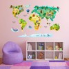 202 Wall Tattoo World Map with Animals Children's Room Wall