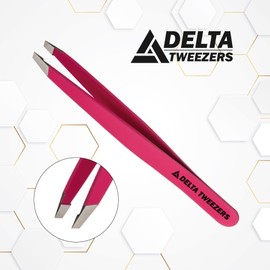 Tweezers for Women - Slant Pointed Precision Tweezers for Eyebrows & Ingrown Hair Removal - Blackhead and Splinter Tweezer with Sharp Needle Nose Point for Plucking (1, Pink)