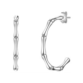 Glanzstücke München Women's Half Hoop Earrings 925 Sterling Silver Rhodium-Plated Silver Hoop Earrings