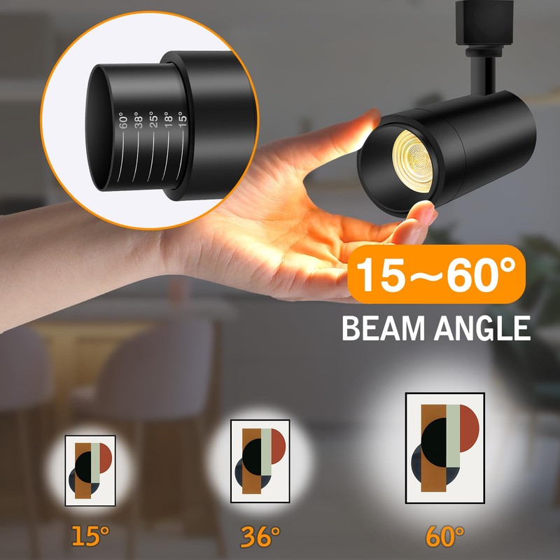【2025 Upgraded】10-Color Zoomable 12W LED Track Lighting Head Dimmable H